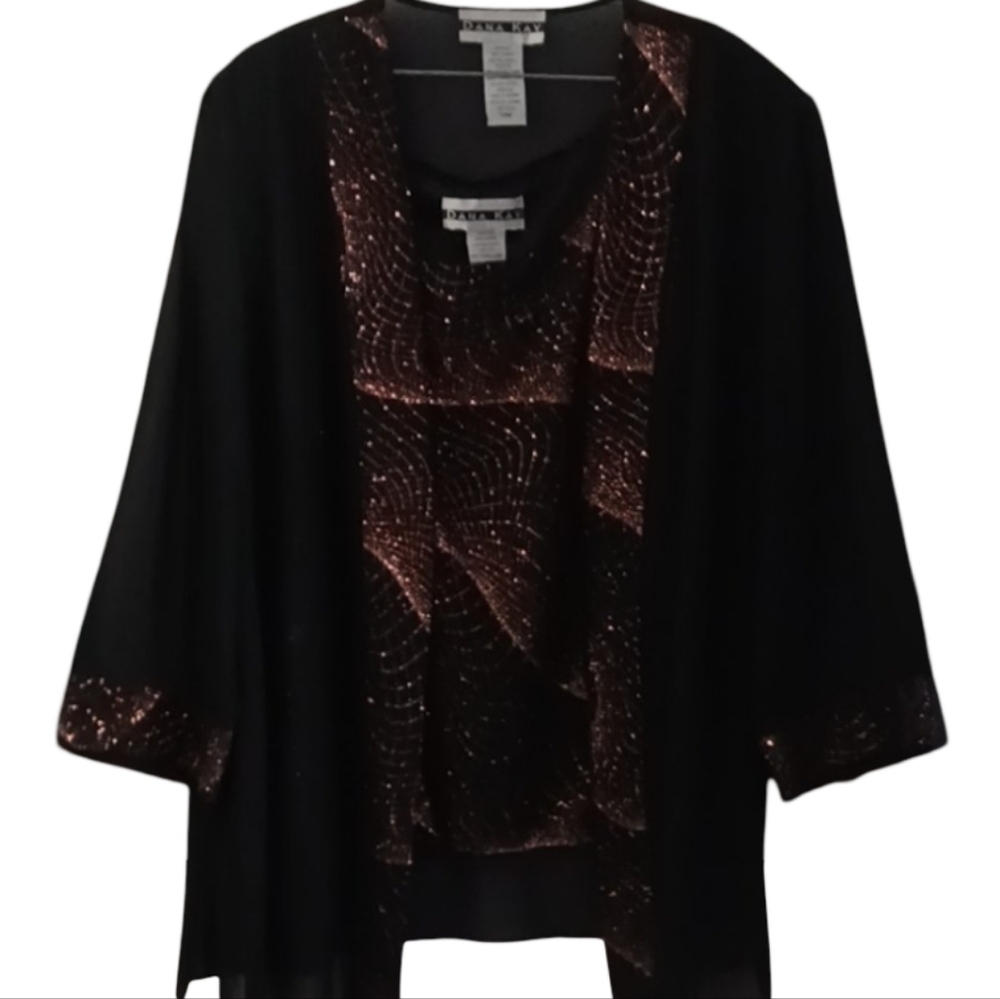 Dana Kay Black and Copper Women's Plus Size Jacket Tank Set  Top Size 24w